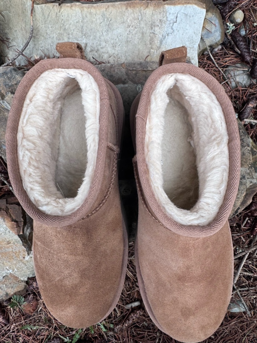 UGG Chestnut Suede Platform Mini Booties - Picture 12 of 15